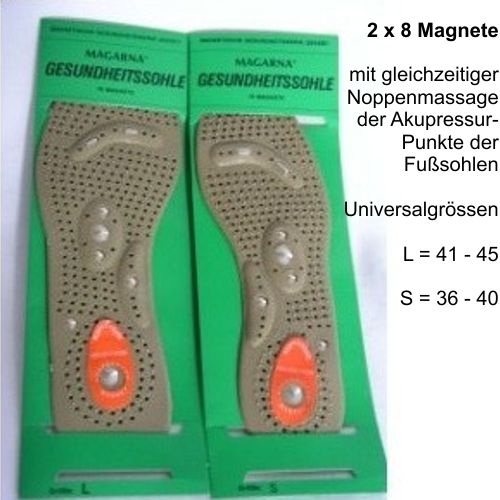 Magnetsohlen zur Akupressur und Magnettherapie
